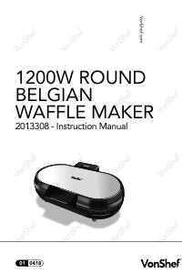 Manual VonShef 2013308 Waffle Maker