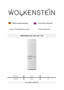 Manual Wolkenstein WKG265RT SP Fridge-Freezer