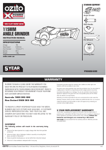 Manual Ozito PX6PAK-650P Angle Grinder