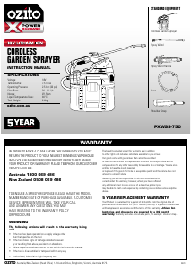 Manual Ozito PXWSS-258 Garden Sprayer