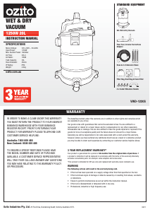 Manual Ozito VWD-1220S Vacuum Cleaner