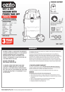 Manual Ozito VWD-1425PT Vacuum Cleaner
