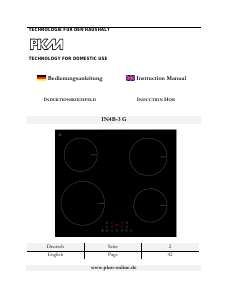 Handleiding PKM IN4B-3 G Kookplaat