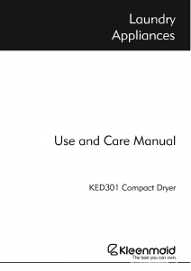 Manual Kleenmaid KED301 Dryer