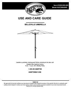 Manual de uso Hampton Bay Belleville Sombrilla