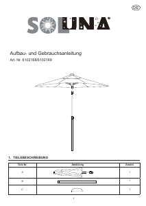 Manual Soluna 6102168 Umbrelă de soare