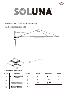 Manual Soluna 10321835 Umbrelă de soare