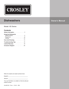 Manual de uso Crosley XDF300PSMB Lavavajillas