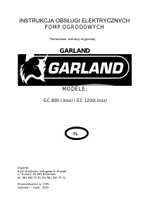 Instrukcja Garland GC 800 Pompa ogrodowa