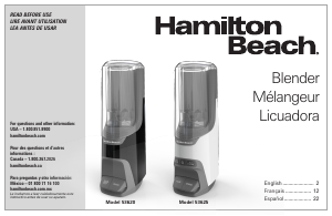 Mode d’emploi Hamilton Beach 53620 Blender