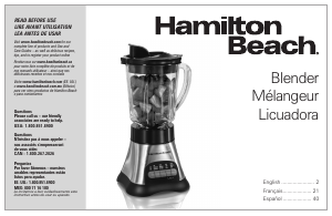 Manual Hamilton Beach 58161 Blender