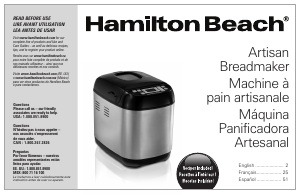 Manual Hamilton Beach 29885 Bread Maker