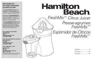 Manual Hamilton Beach 66333 Citrus Juicer
