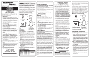 Mode d’emploi Hamilton Beach 80410 Moulin à café