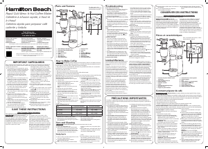 Manual de uso Hamilton Beach 42501 Máquina de café