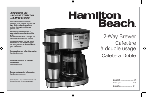 Mode d’emploi Hamilton Beach 49933 Cafetière