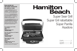 Manual de uso Hamilton Beach 25331 Grill de contacto