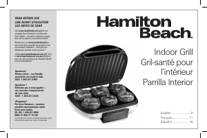 Manual Hamilton Beach 25371 Contact Grill