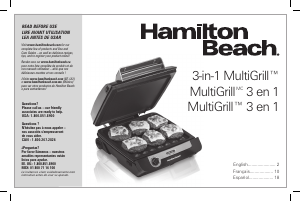 Manual Hamilton Beach 25600 Contact Grill