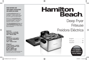 Mode d’emploi Hamilton Beach 35042 Friteuse