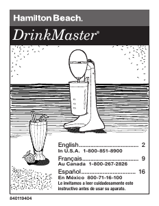 Manual de uso Hamilton Beach 727 DrinkMaster Mezclador de bebidas