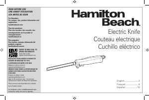 Manual de uso Hamilton Beach 74277 Cuchillo eléctrico