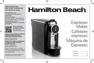 Mode d’emploi Hamilton Beach 40726 Machine à expresso