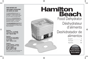 Mode d’emploi Hamilton Beach 32100 Déshydrateur