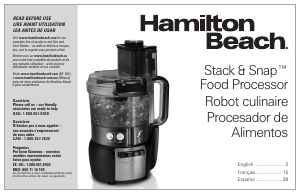 Manual Hamilton Beach 70721 Food Processor