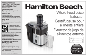 Manual Hamilton Beach 67840 Juicer