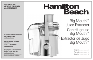 Manual Hamilton Beach 67702 Juicer