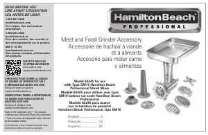 Manual Hamilton Beach 63245 Meat Grinder