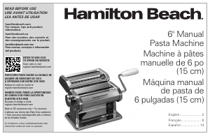 Mode d’emploi Hamilton Beach 86655 Machine à pâtes