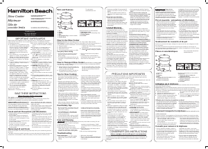 Manual Hamilton Beach 33195 Slow Cooker