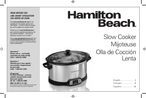 Manual Hamilton Beach 33480 Slow Cooker