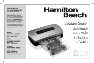 Manual Hamilton Beach 78220 Vacuum Sealer