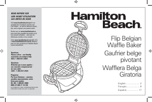 Manual Hamilton Beach 26010 Waffle Maker
