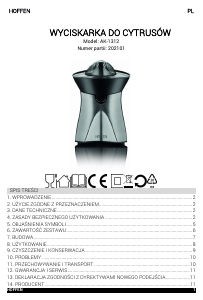 Instrukcja Hoffen AK-1312 Wyciskarka do cytrusów