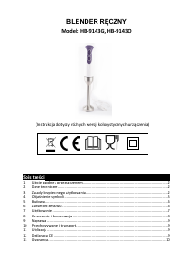 Instrukcja Hoffen HB-9143G Blender ręczny