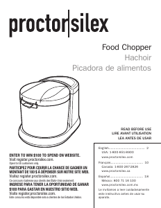 Manual Proctor Silex 72507PS Chopper