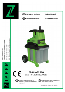 Manuál Zipper ZI-GHAS2600 Zahradní drtička
