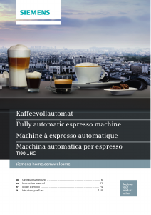 Manual Siemens TI909701HC Coffee Machine