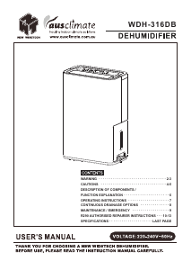 Manual AusClimate WDH-316DB Dehumidifier