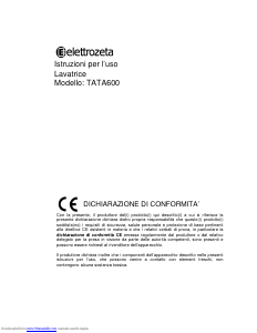 Manuale Elettrozeta TATA600 Lavatrice