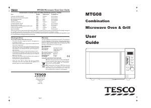 Manual Tesco MTG08 Microwave