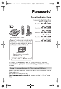 Manual Panasonic KX-TG1031 Wireless Phone