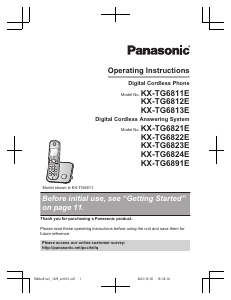 Manual Panasonic KX-TG6813E Wireless Phone