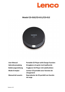 Mode d’emploi Lenco CD-012TR Lecteur CD portable