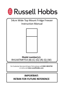 Handleiding Russell Hobbs RH144TMFF54B Koel-vries combinatie