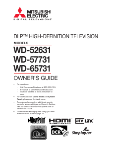 Manual Mitsubishi WD-52631 Television